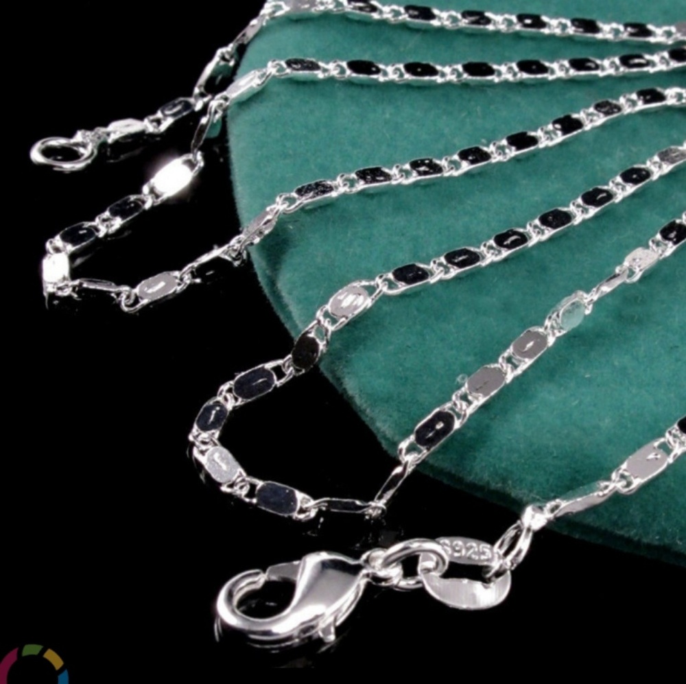 New 24" 925 Sterling Silver Flat Curb Chain